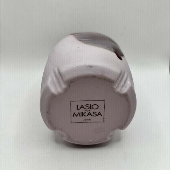 LASLO MIKASA Asian stoneware Vase JAPAN vase. Maroon, grey, mauve. - Picture 5 of 8